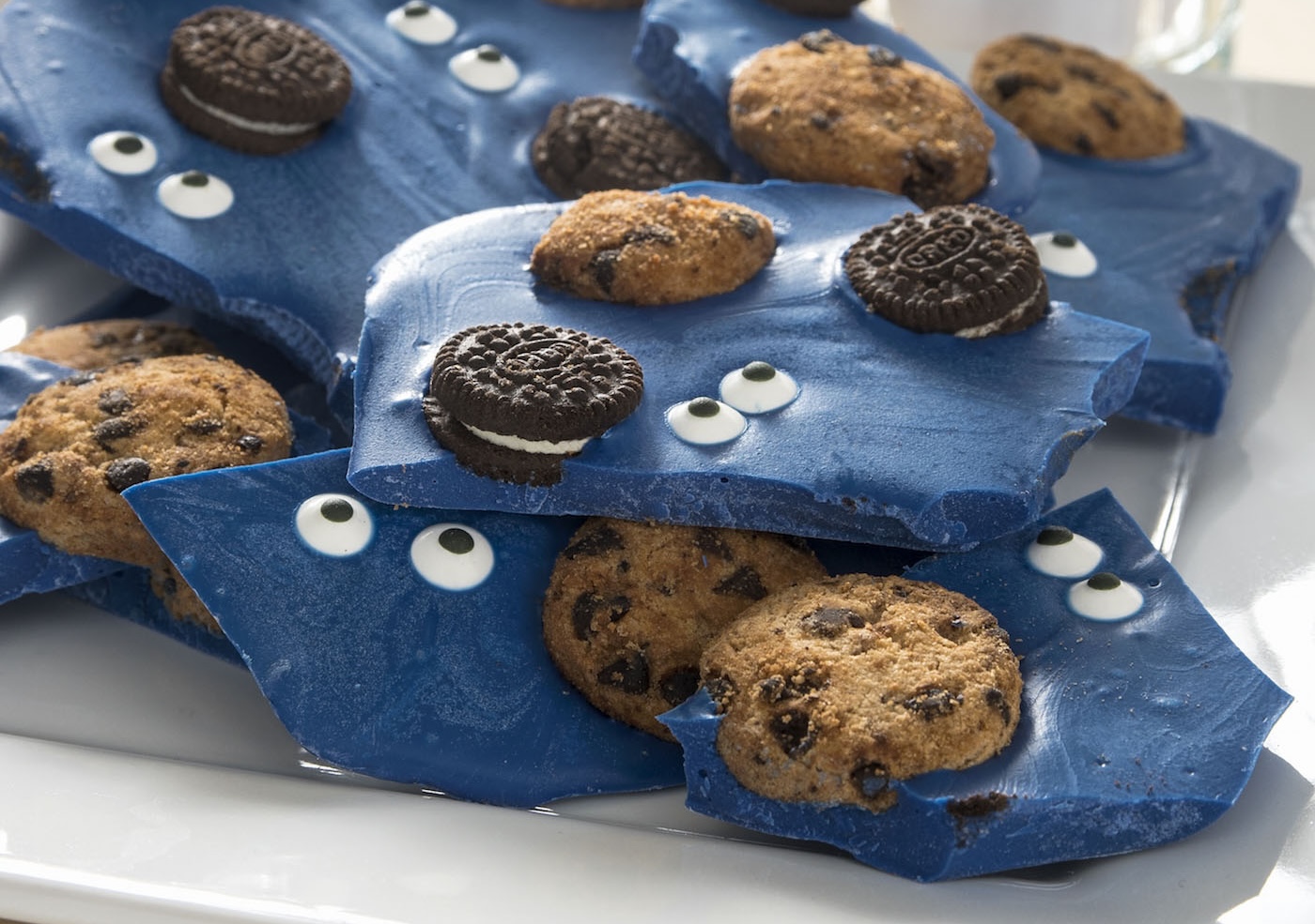 Sesame Street Cookie Monster Bark on a plate