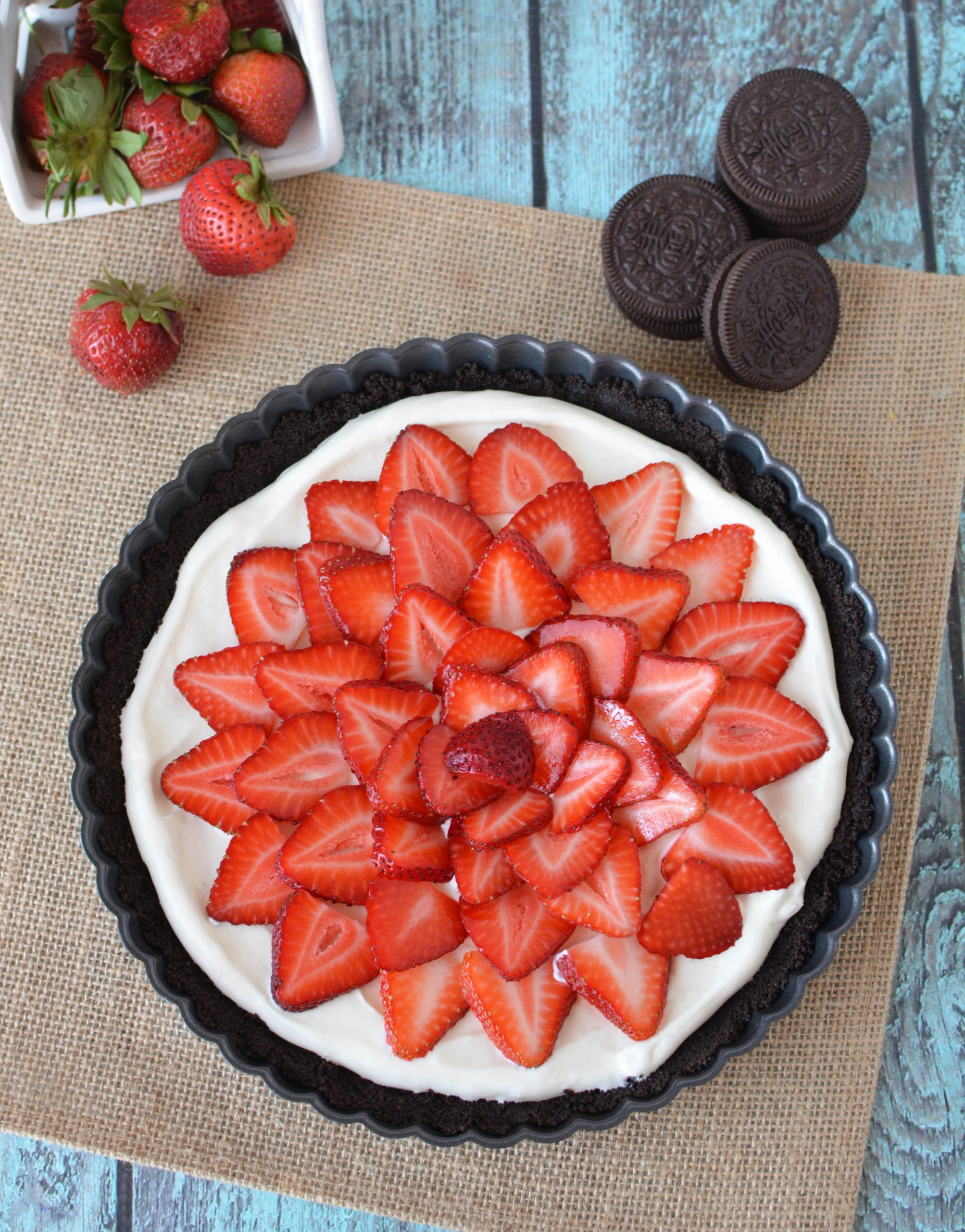 No Bake Oreo Tart with a Chocolate Crust