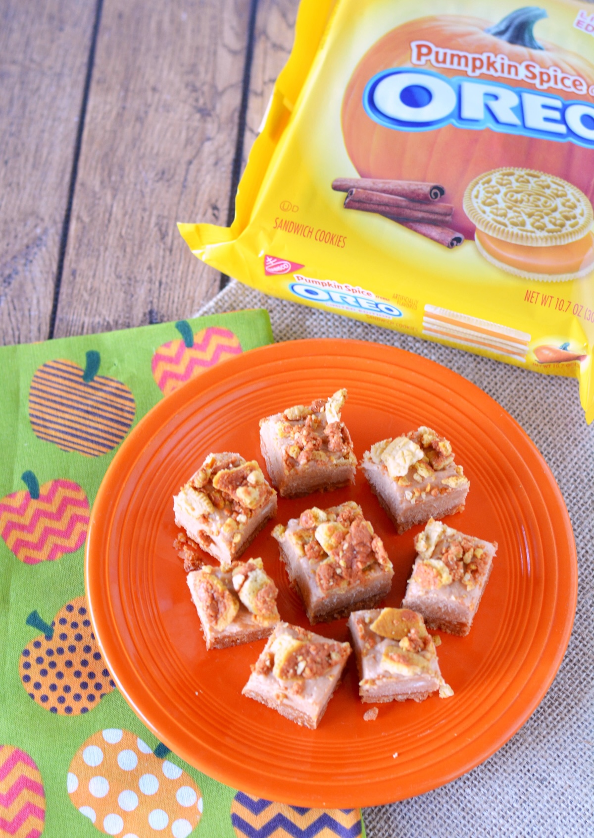 Pumpkin Oreo no bake pumpkin bars