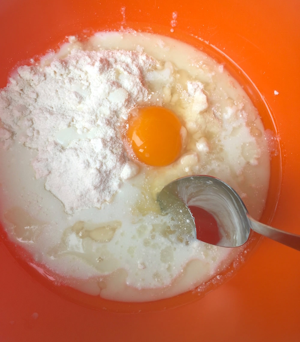 add milk and egg to the cake mix