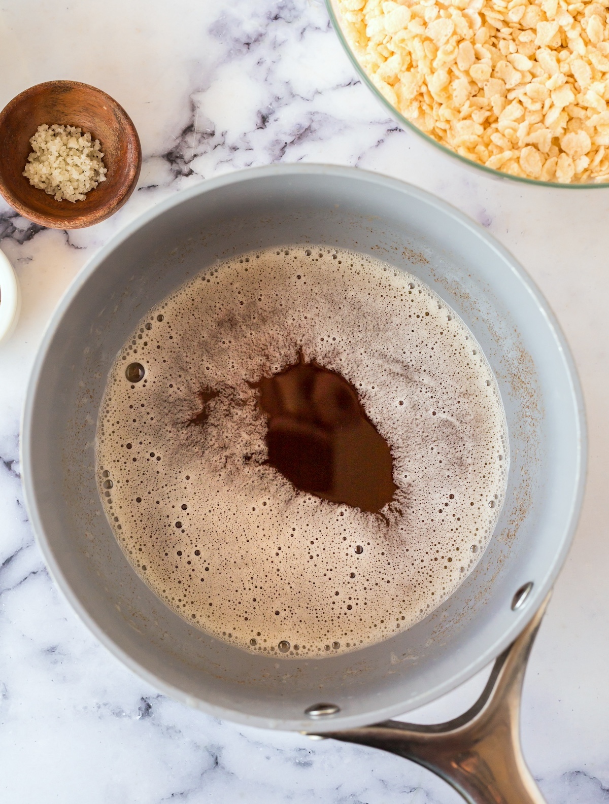 Brown butter melted in a pan