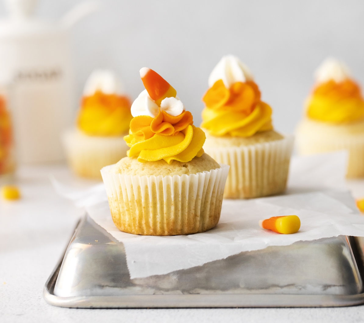 Candy corn cupcakes for Halloween dessert