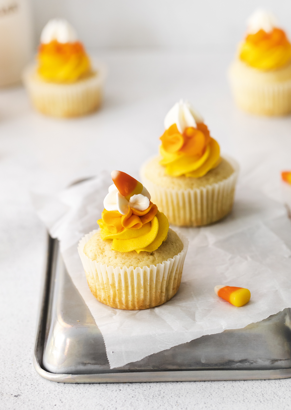 Candy corn cupcakes