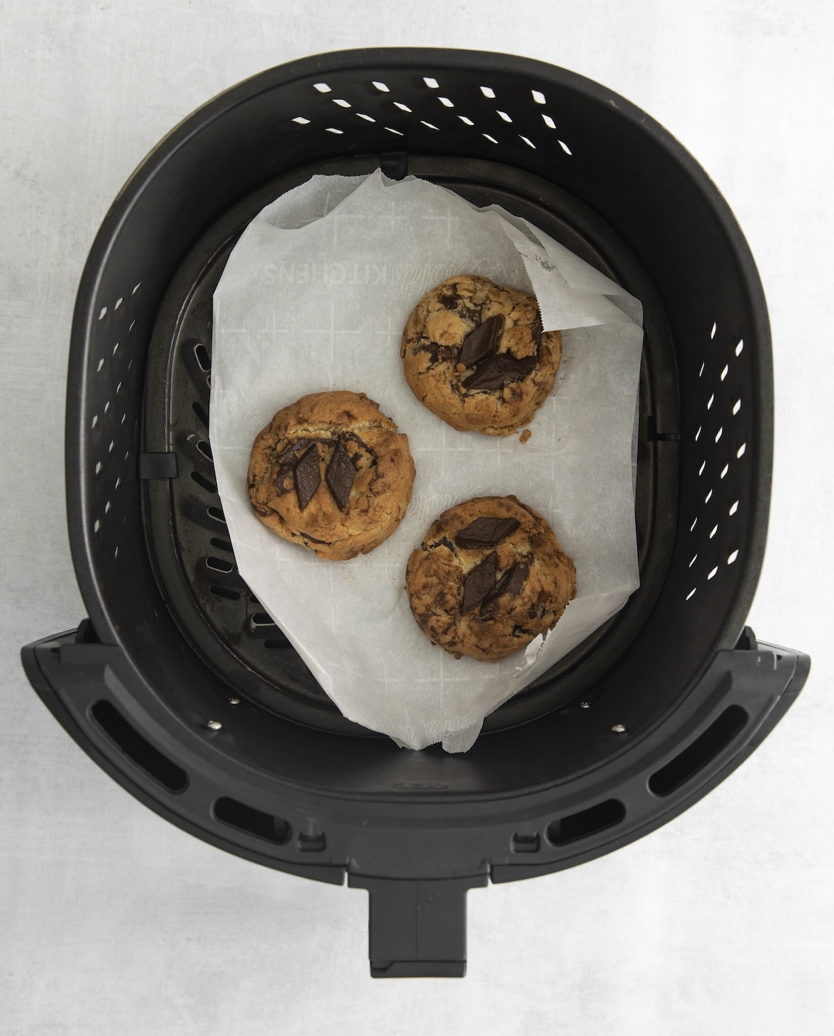 Chocolate chunk cookies made in the air fryer