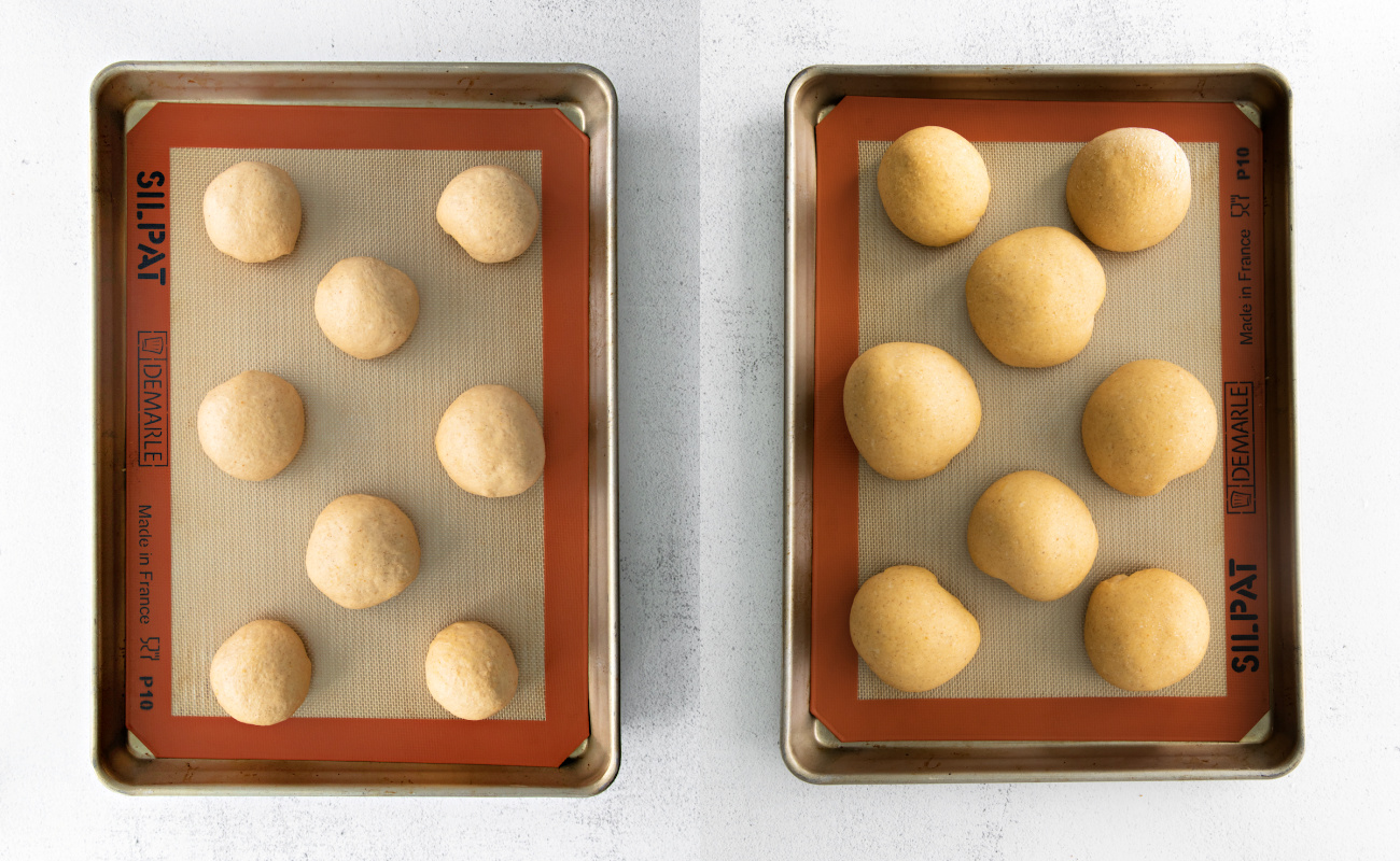 Pumpkin dough rising on a Silpat mat