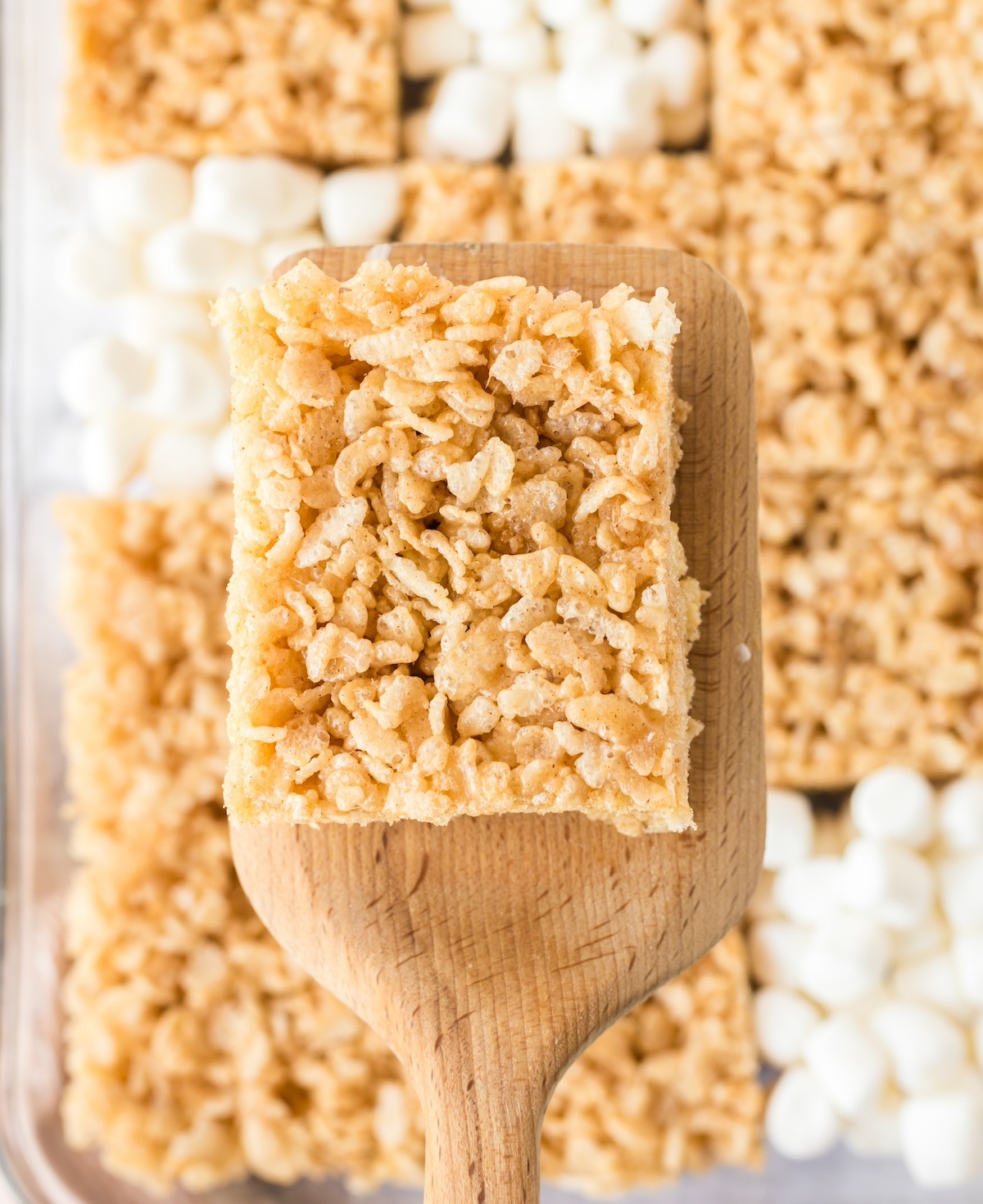 Rice krispie treats cut intobars