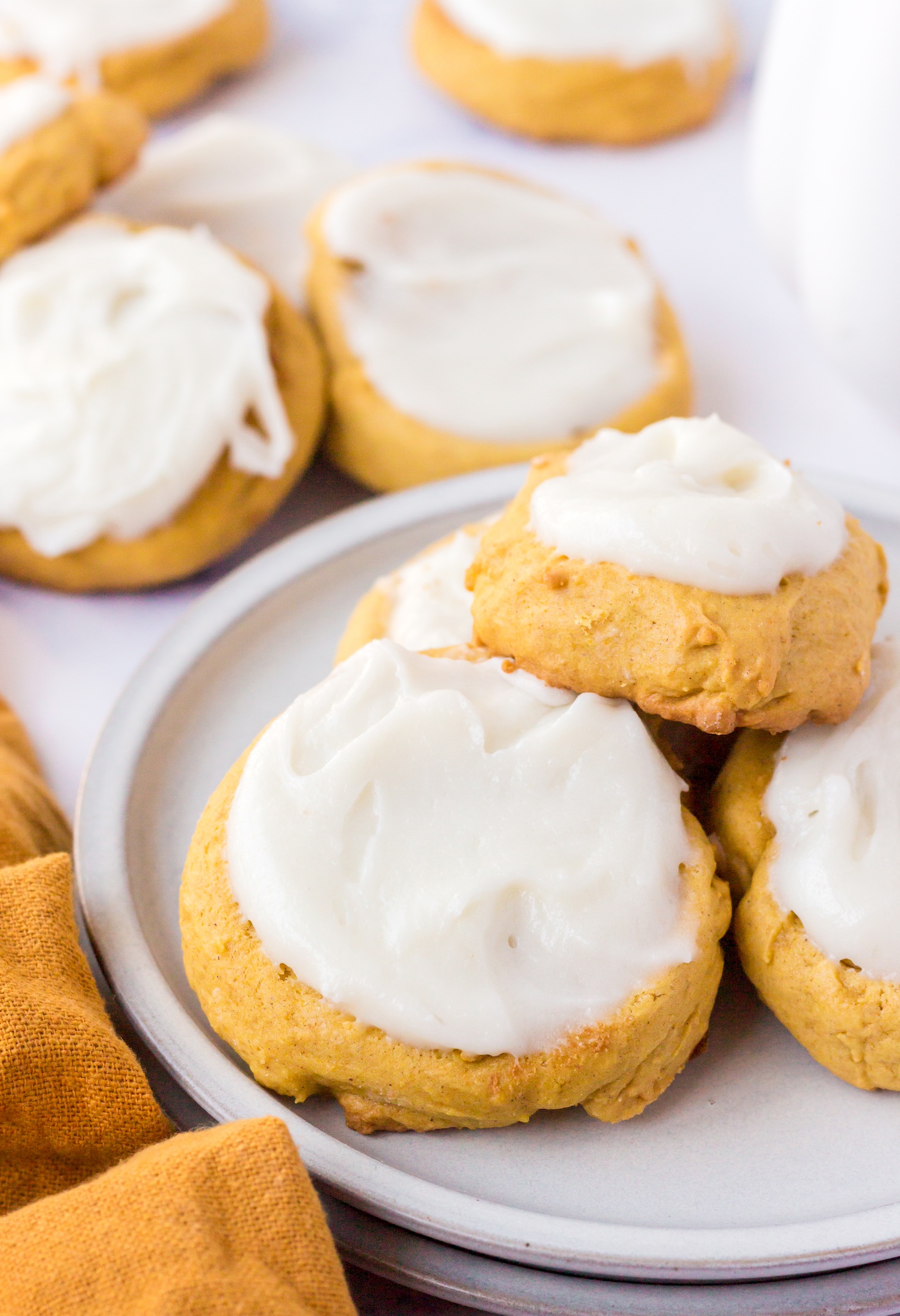 pumpkin cookies on a plate