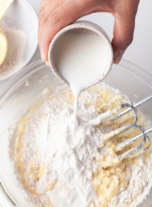 Add the flour mixture and milk into the batter