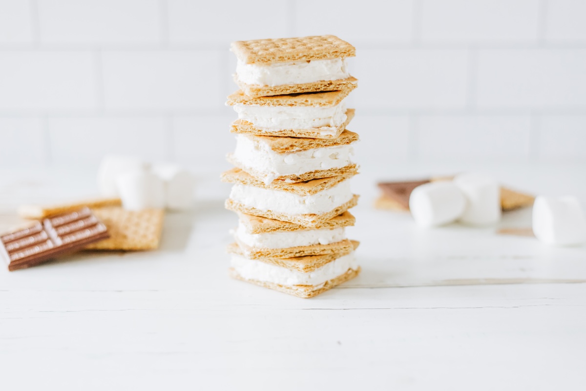 Stack of graham cracker sandwiches
