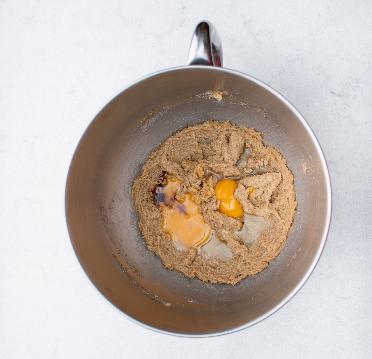 Vanilla and eggs added to the cookie dough