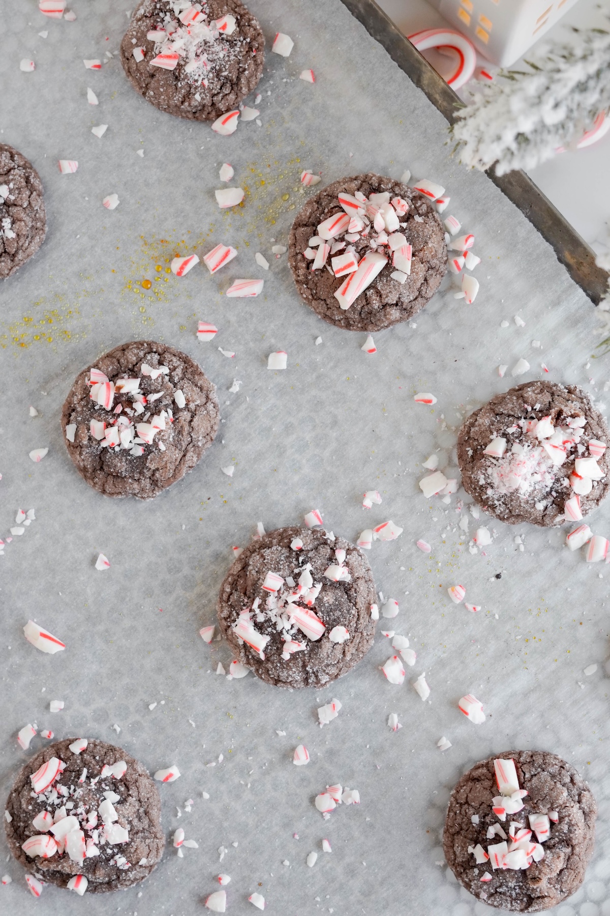 baked cookies garnished with candy cane