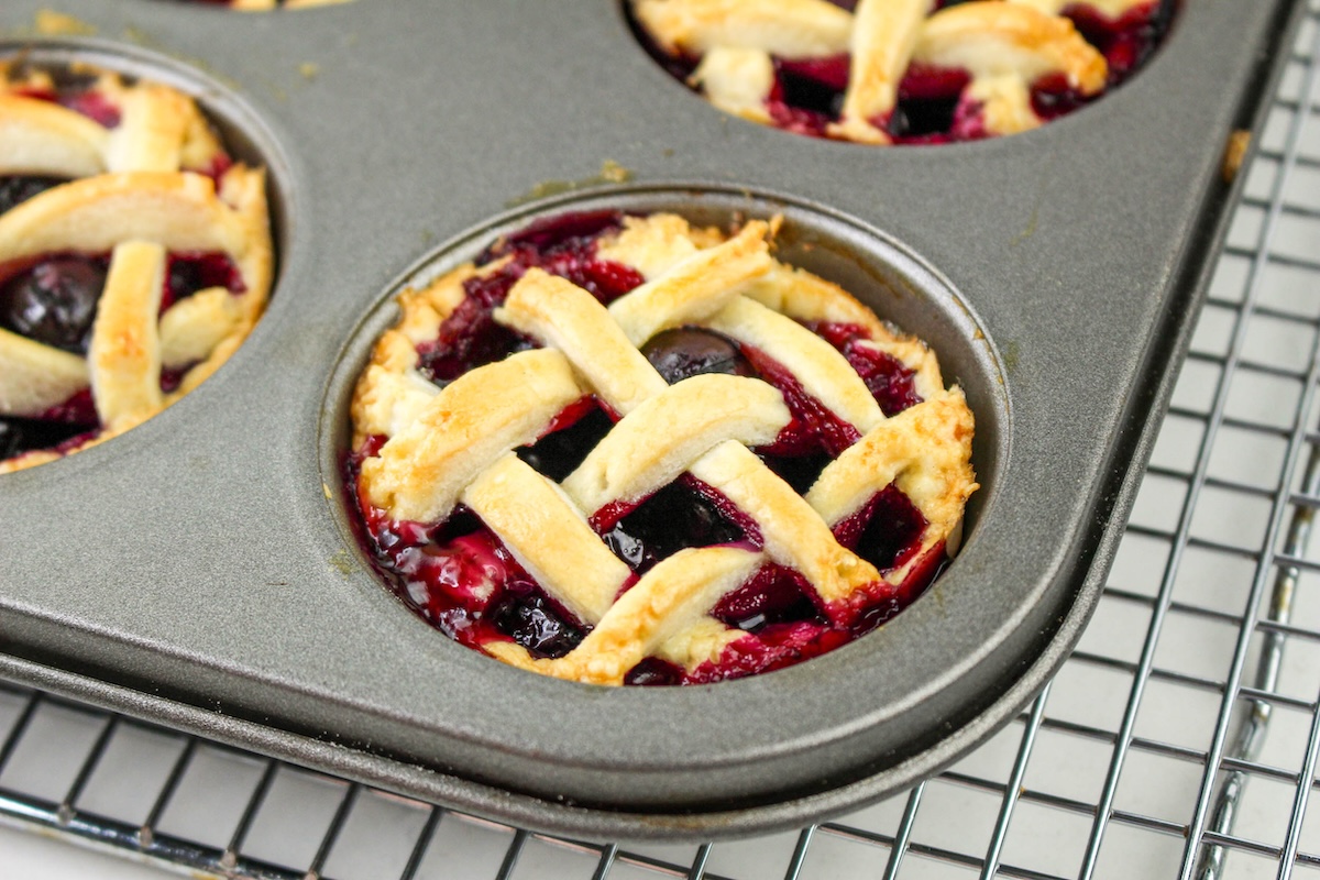 baked mini blueberry pies
