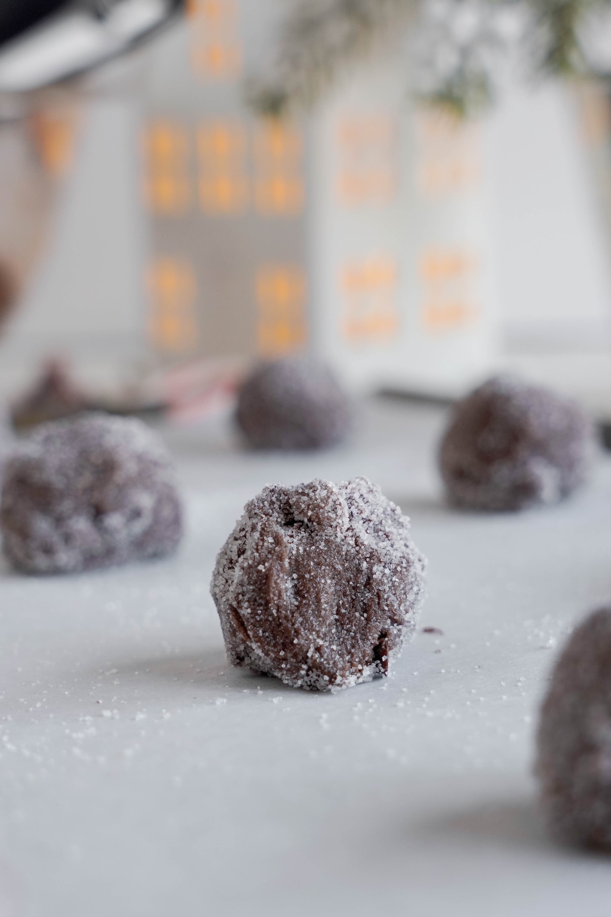 balls of dough placed on the baking sheet