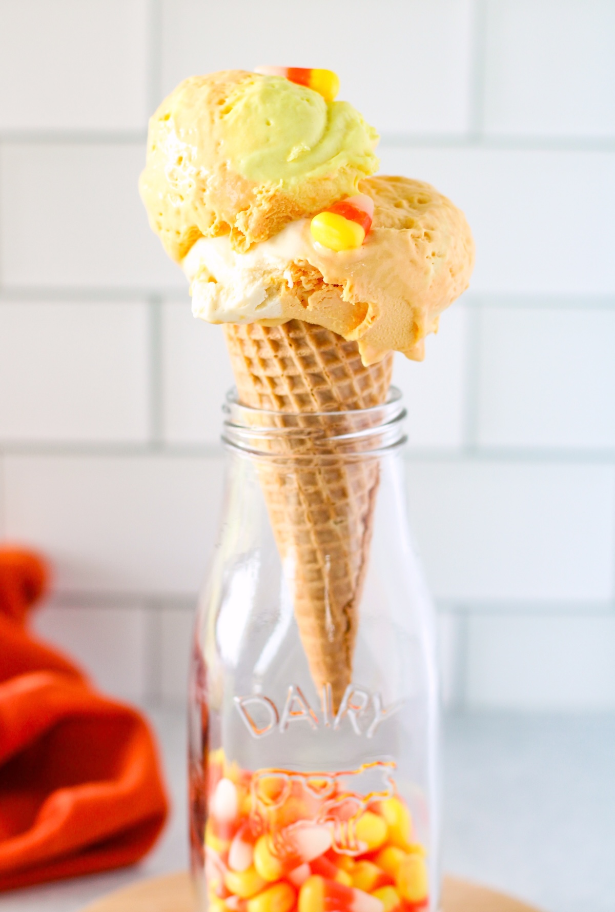 candy corn ice cream cone