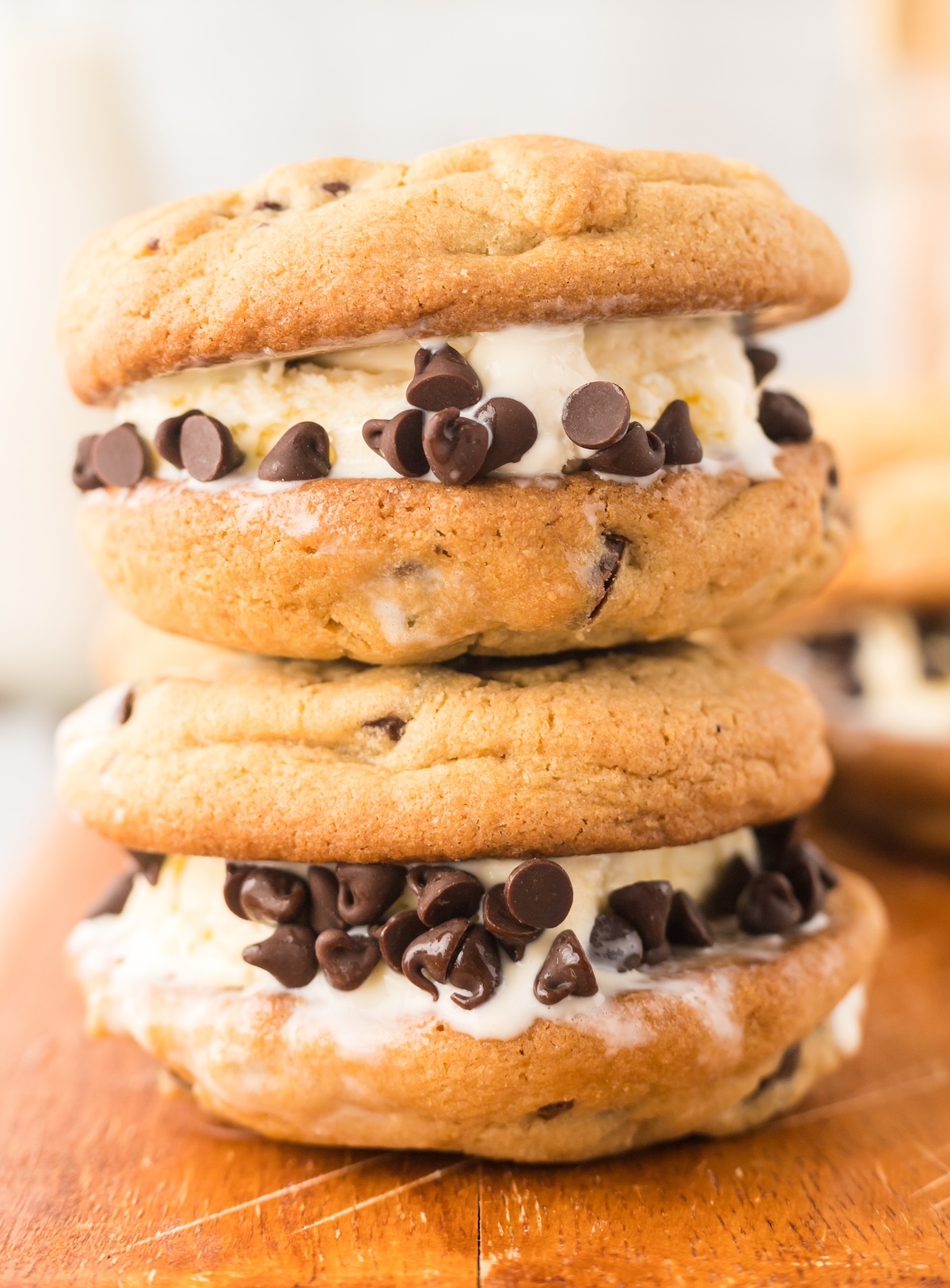 chocolate chip cookie ice cream sandwich