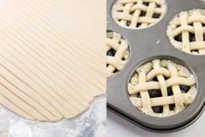 creating a lattice pattern with the leftover dough