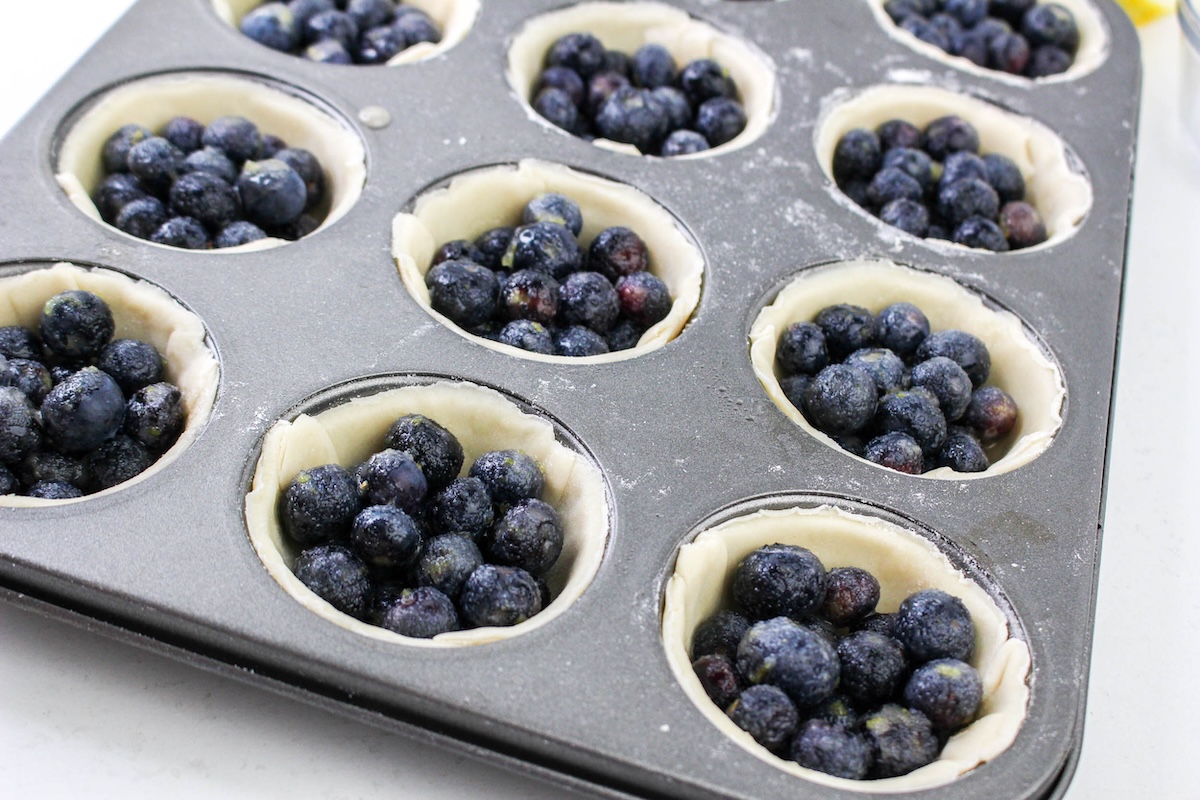 filling added to the pie crusts