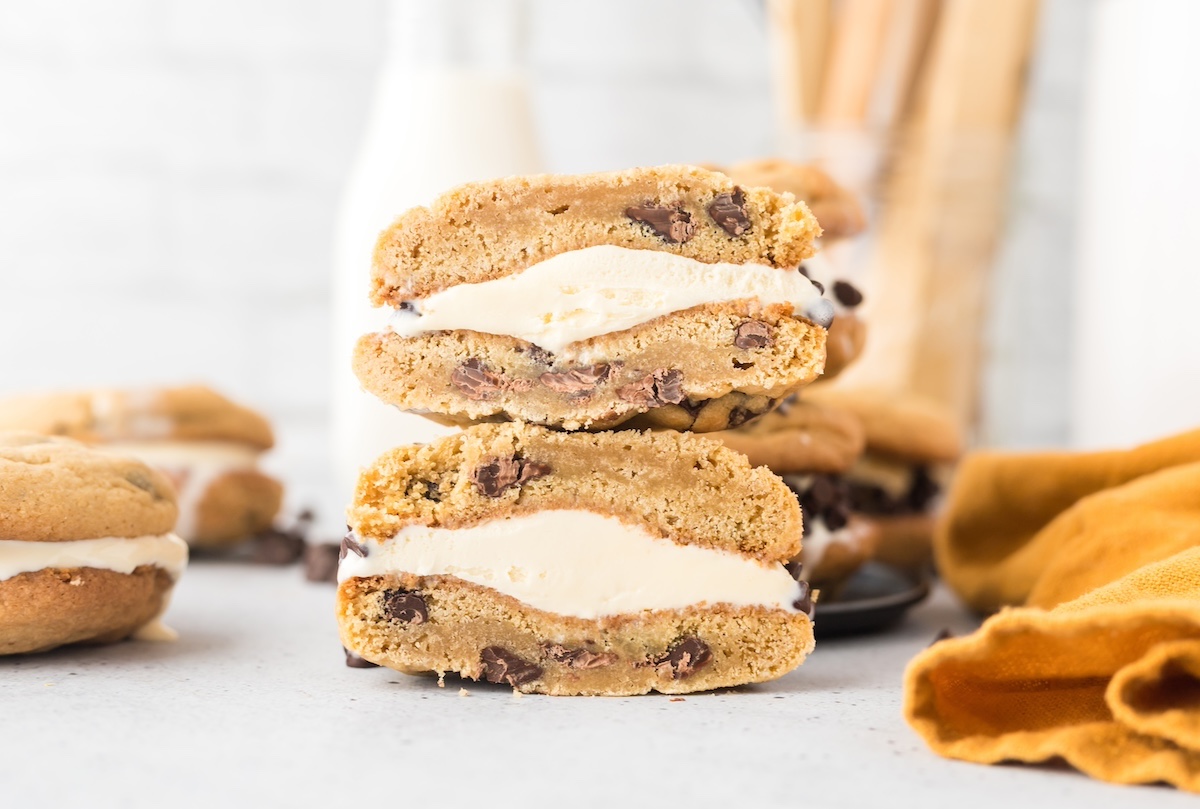 ice cream chocolate chip cookie sandwich