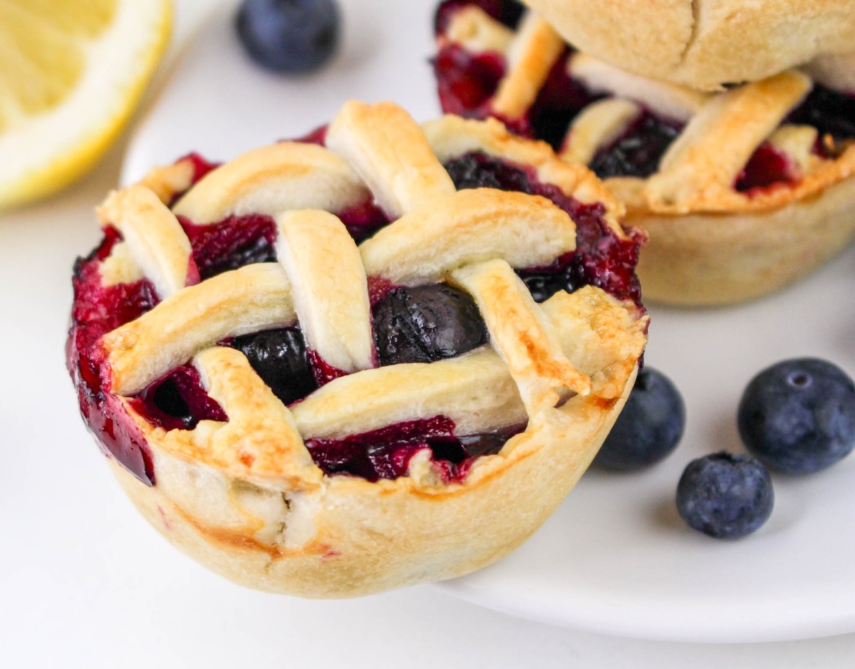 small blueberry pie on a plate