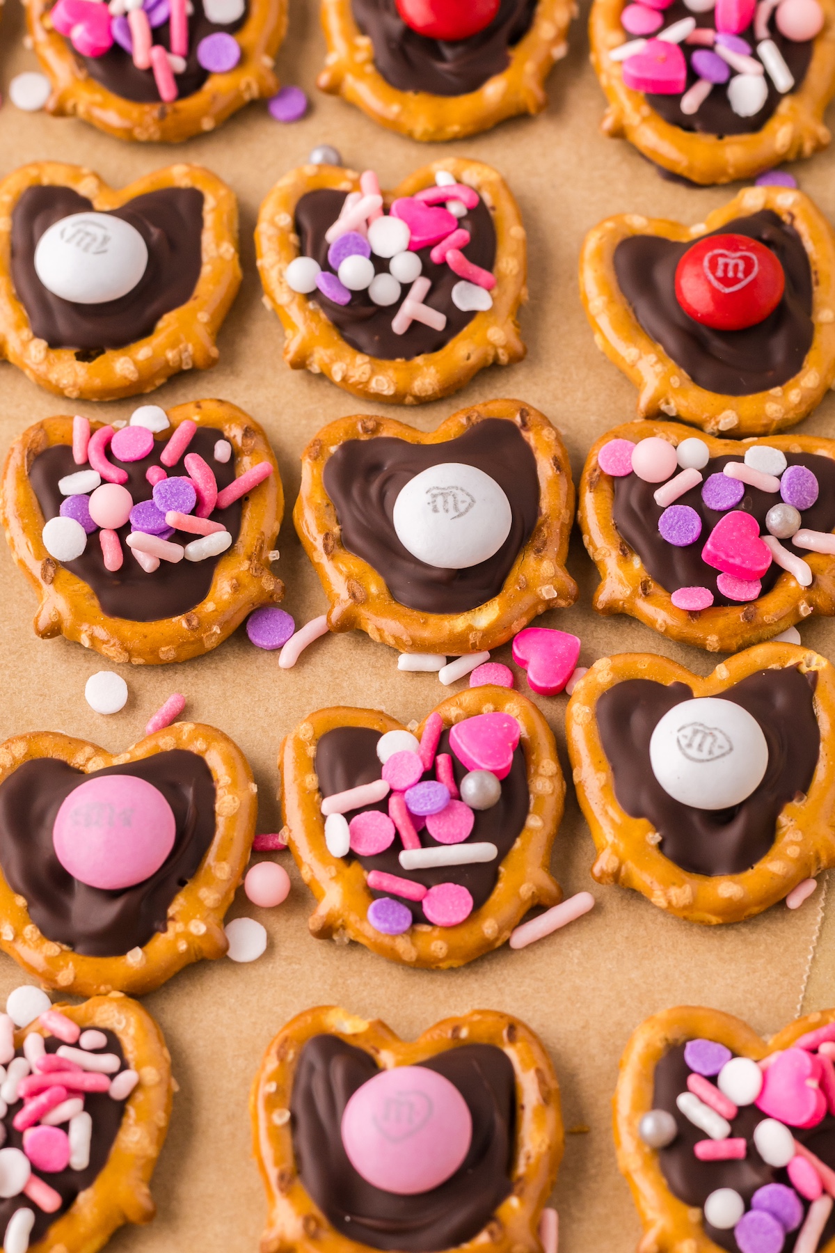 Chilled pretzels after the chocolate has set