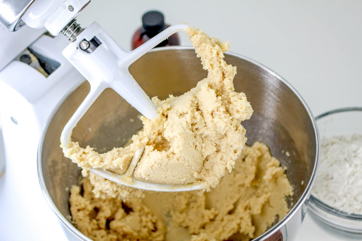 Cream together the butter, sugar, and brown sugar in a metal bowl