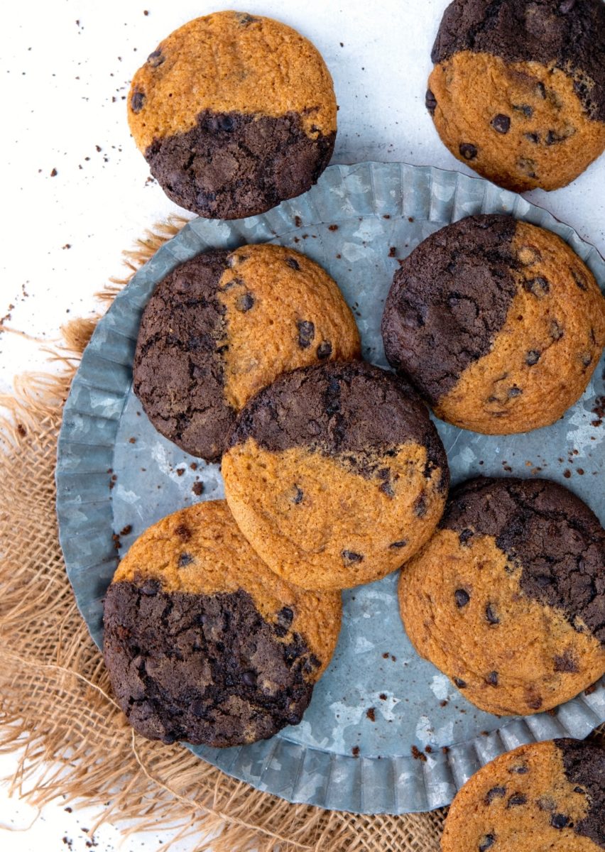 brownie and chocolate chip cookie