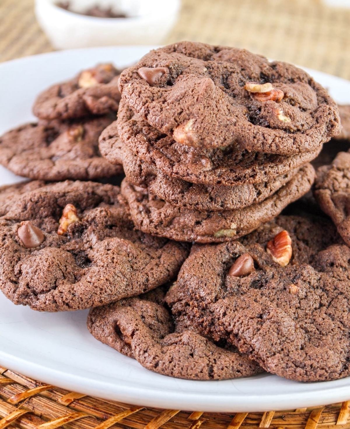 chocolate and chocolate chip pecan cookies