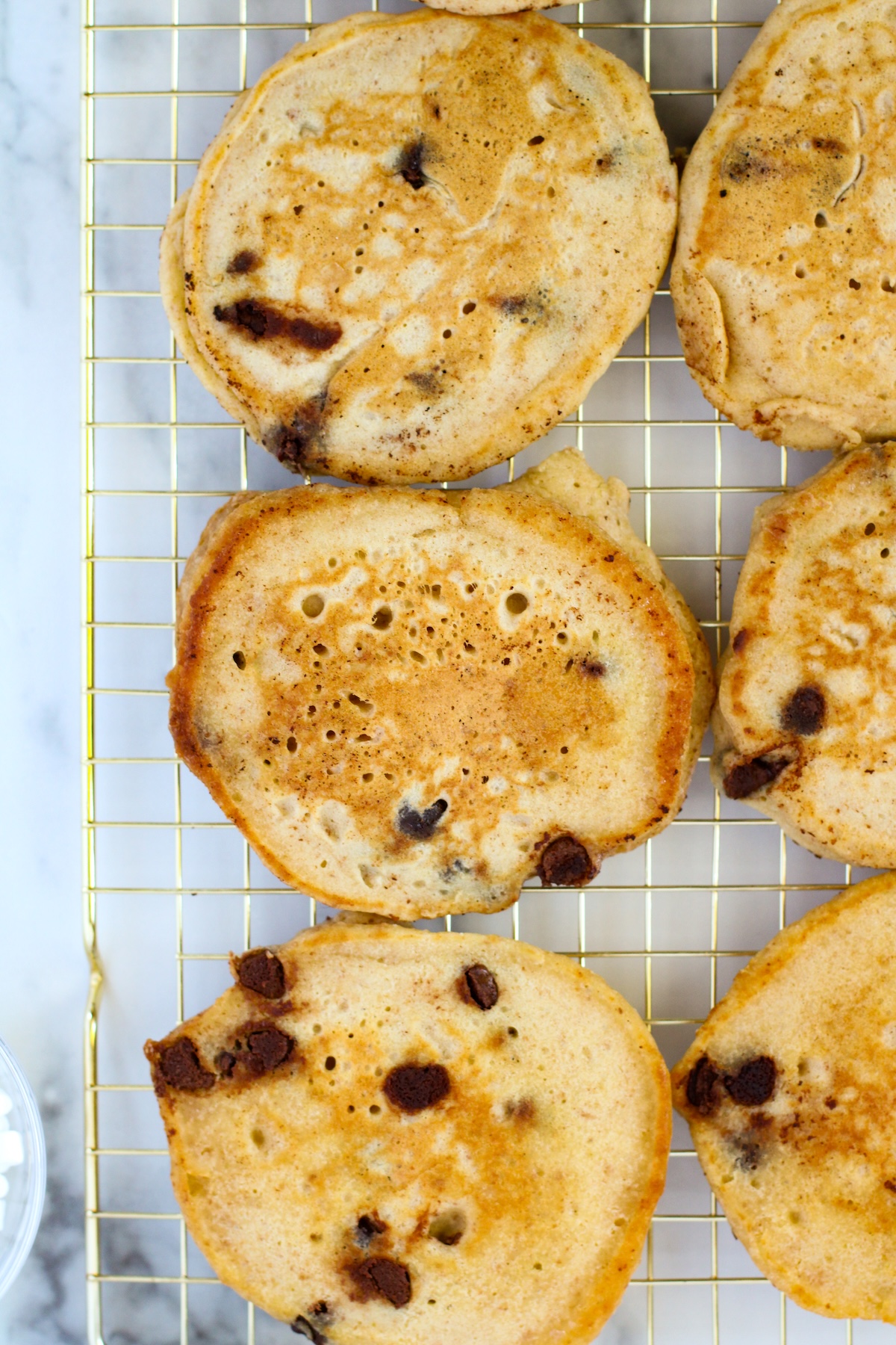 cooling the pancakes on a wire rack