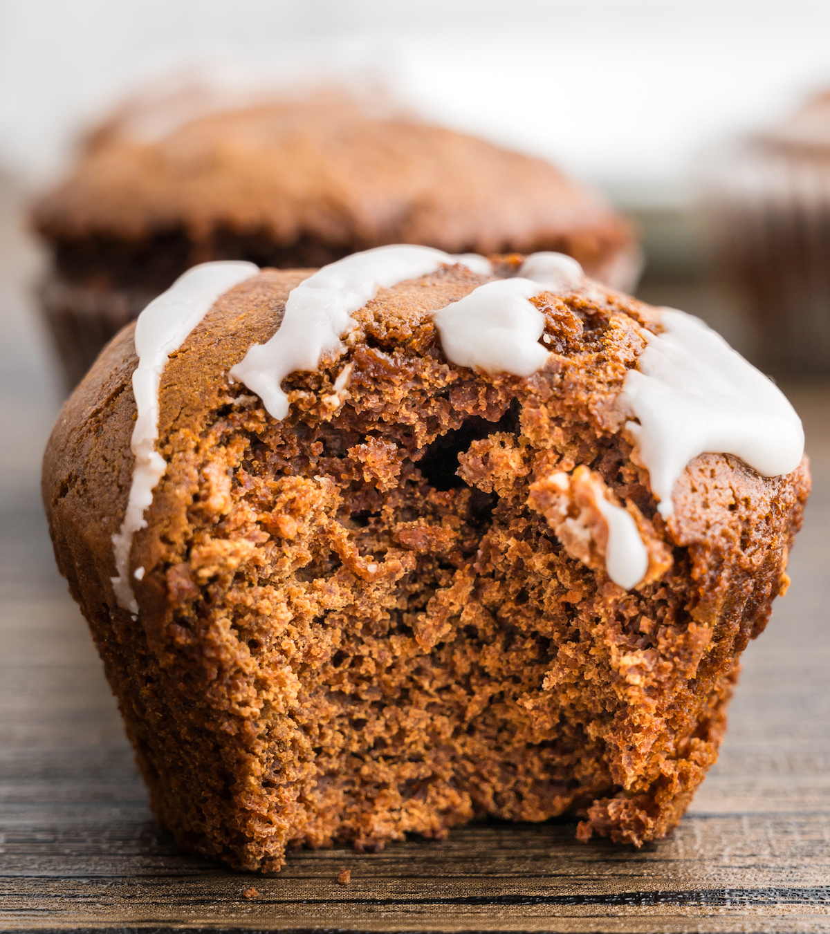 gingerbread muffin half eaten