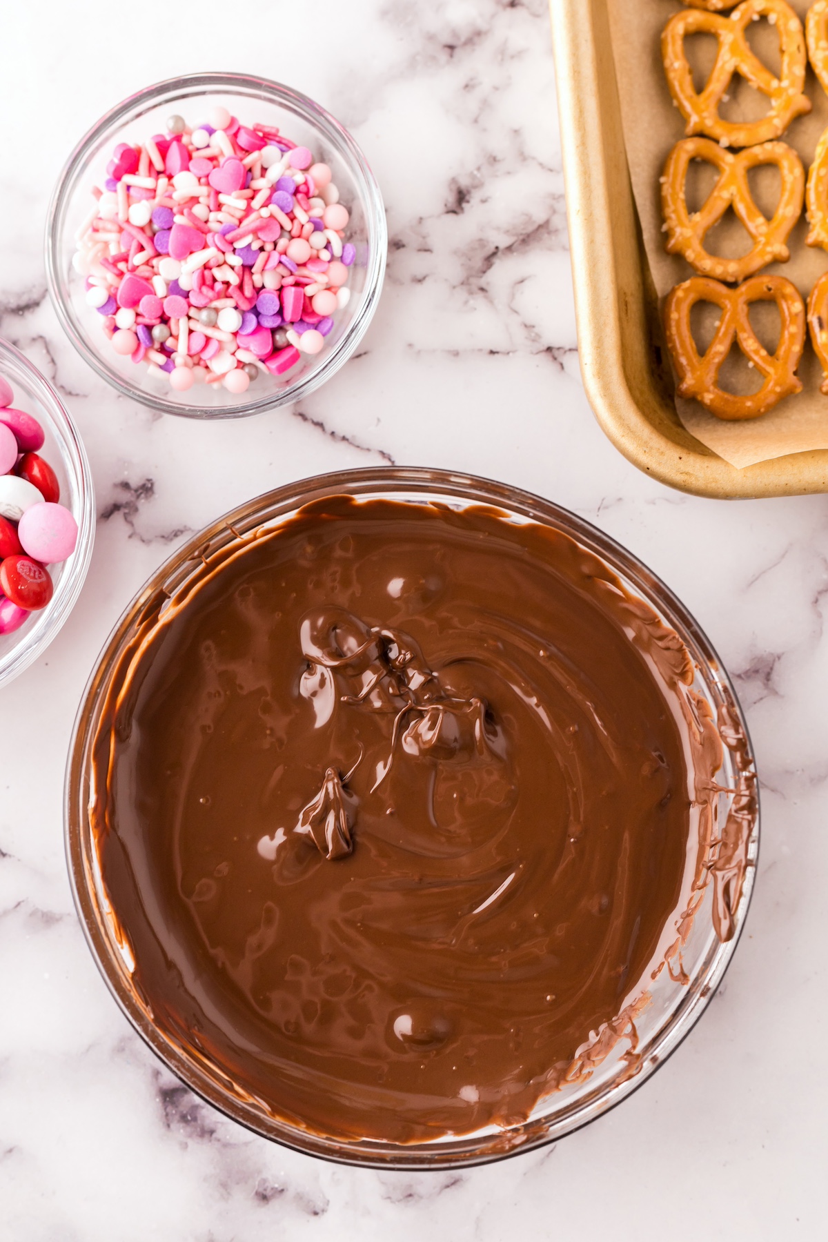 melted chocolate chips in a saucepan