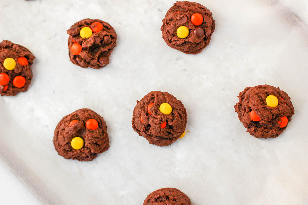 Bake the cookies on the baking sheet then cool