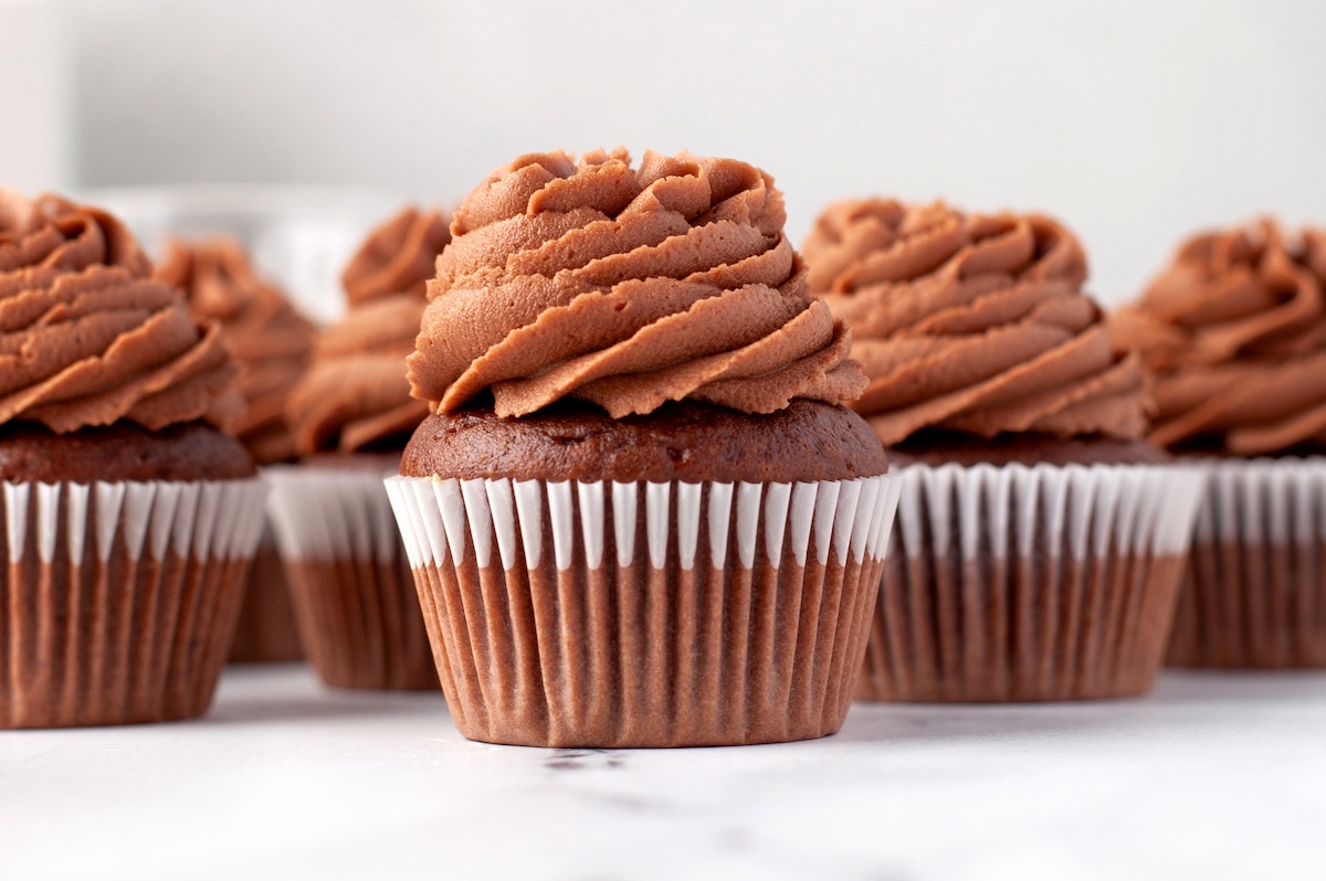 chocolate cupcakes and frosting