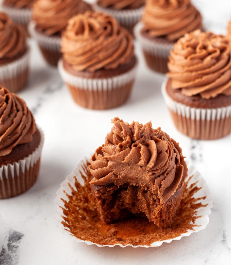 chocolate cupcakes with chocolate frosting