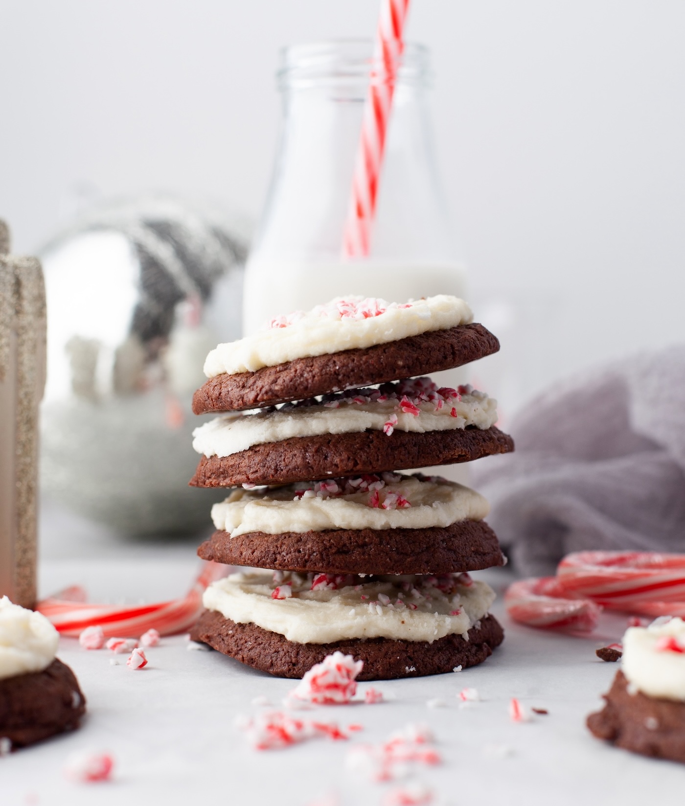 frosted peppermint brownie cookies