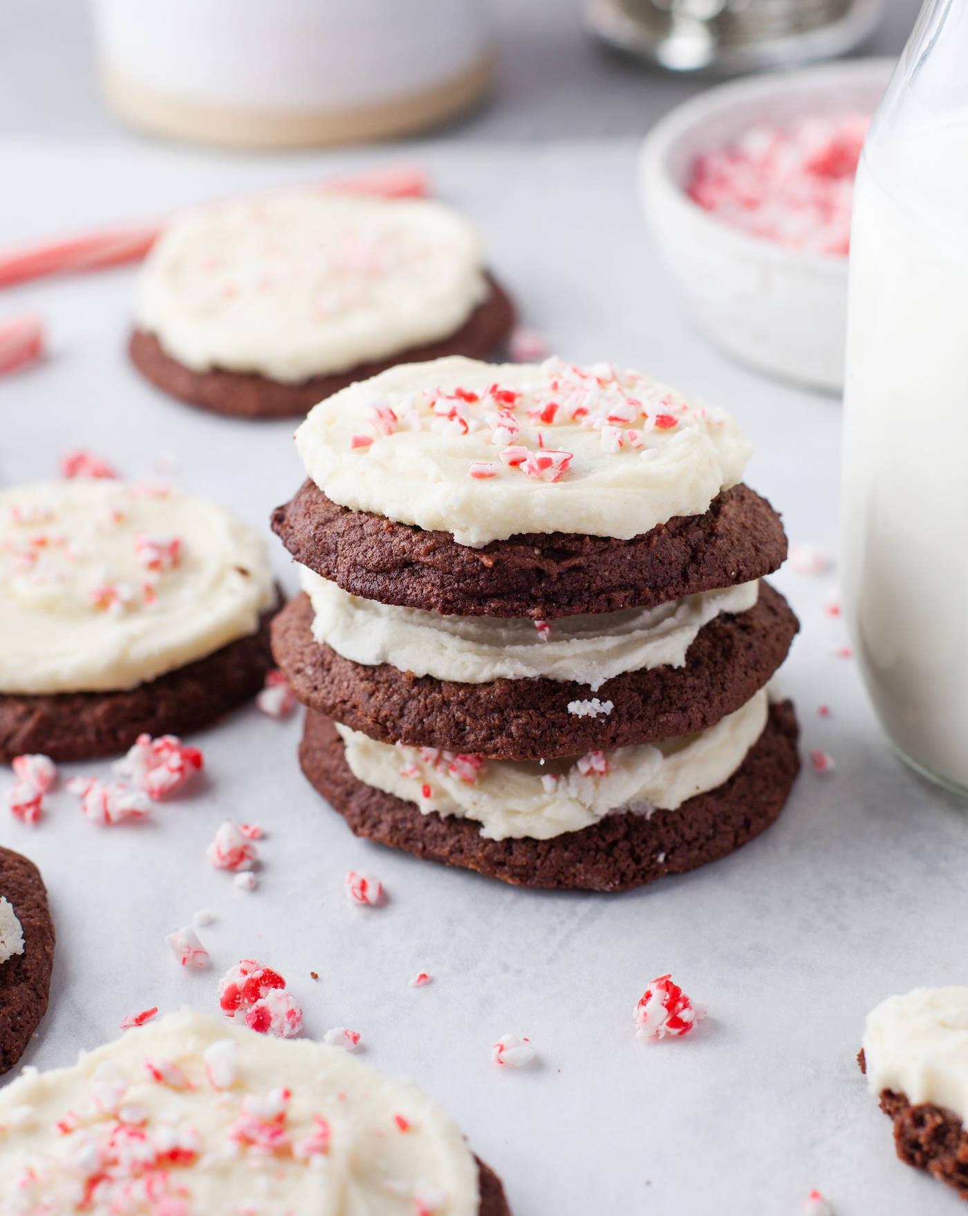 peppermint frosted chocolate cookies