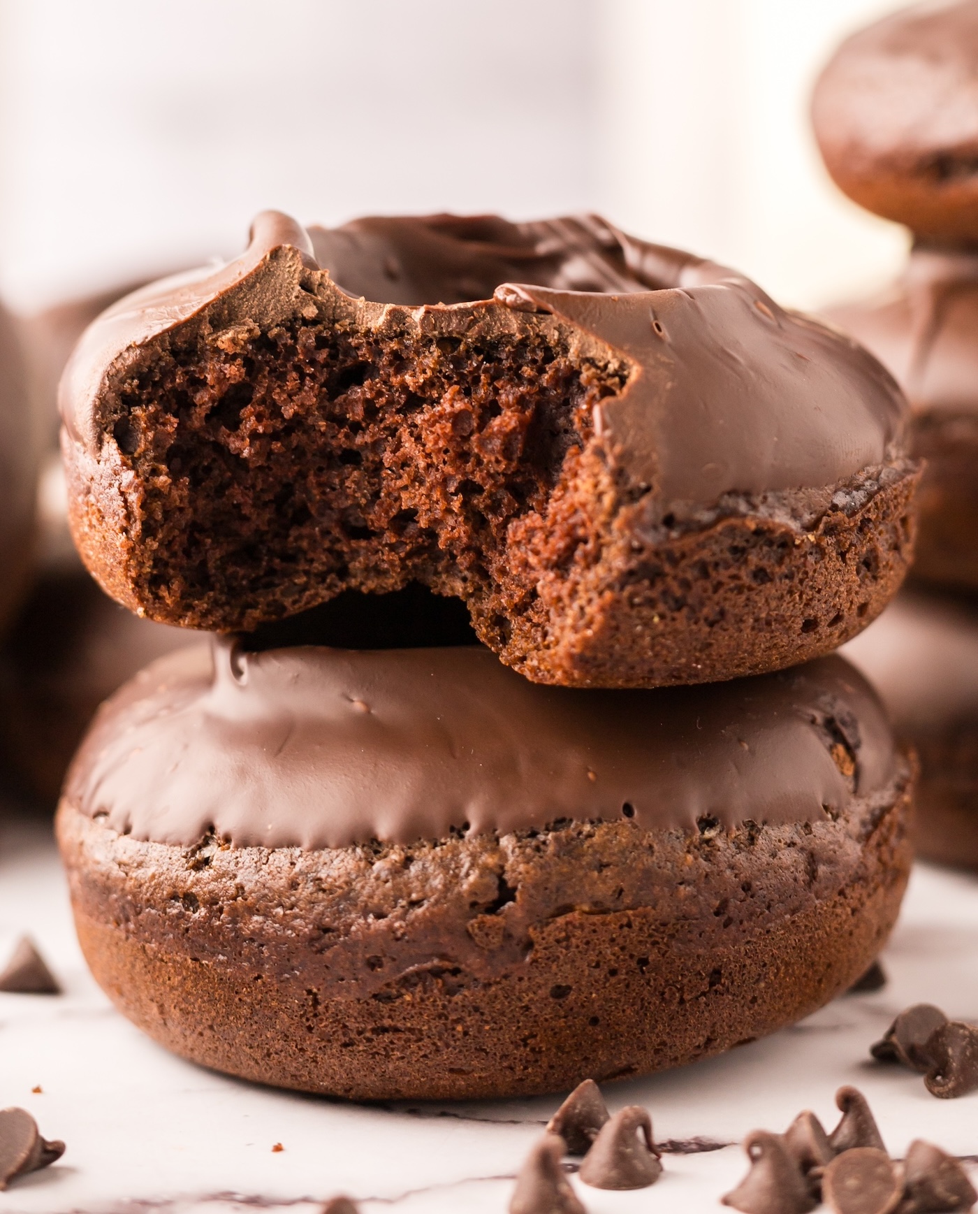 baked chocolate glazed donuts