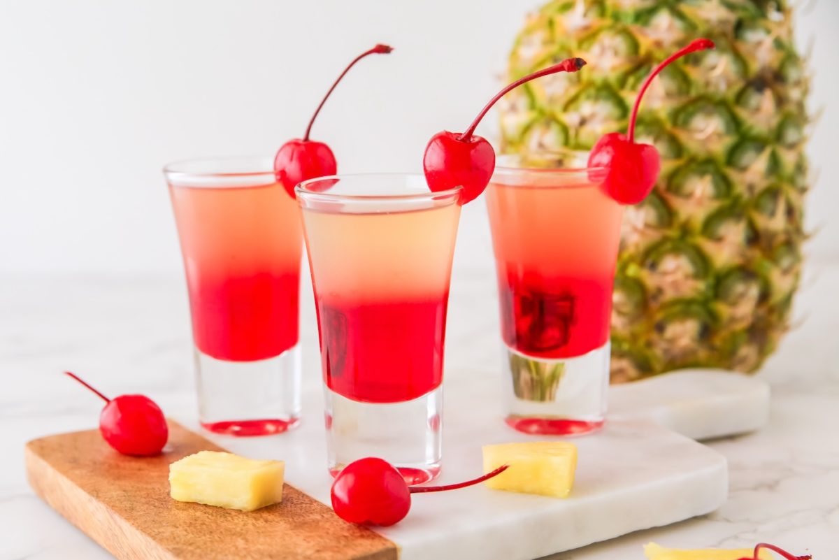 pineapple upside down cake shots