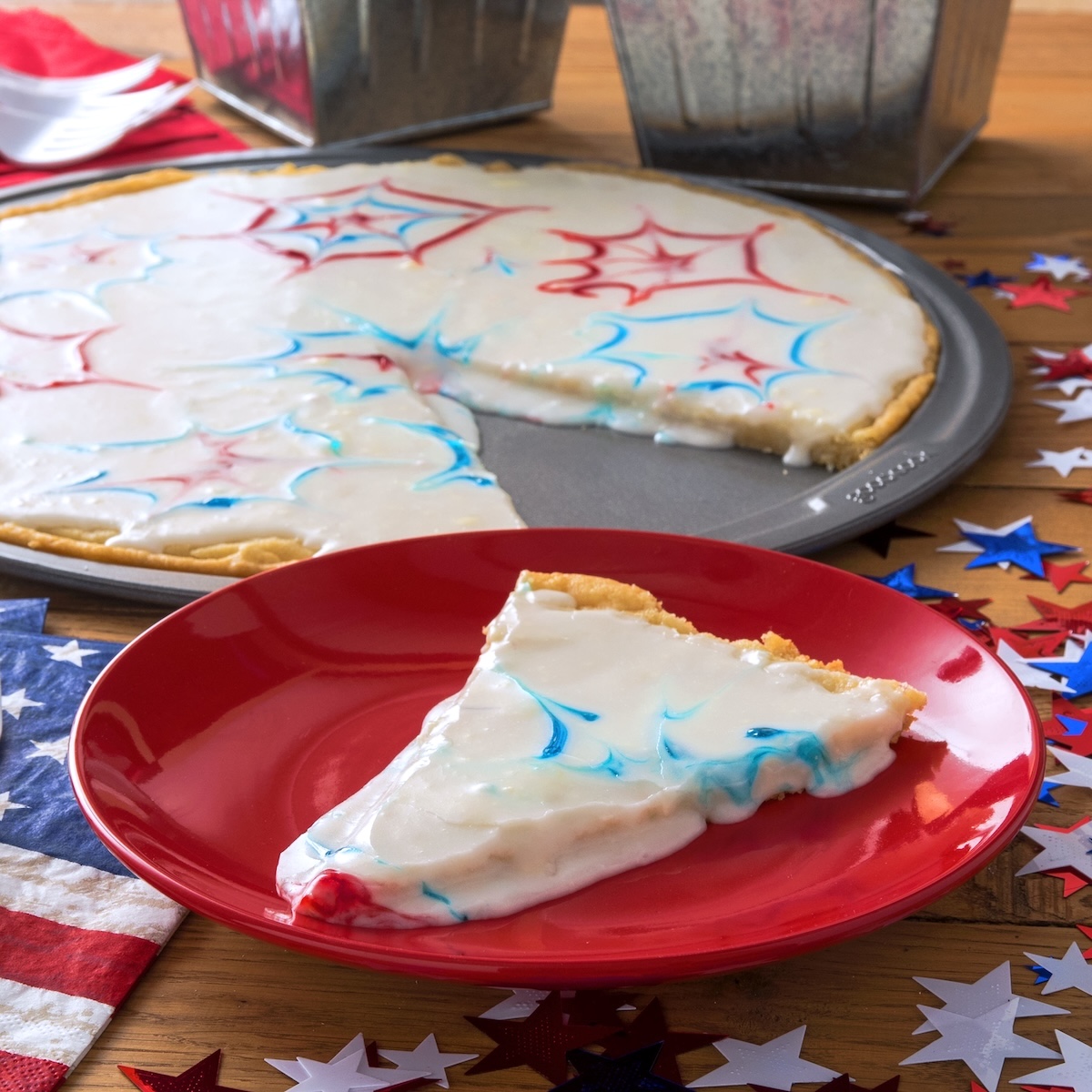 Fourth of July cookie pizza
